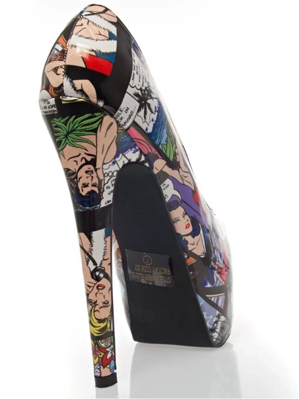Comic Book Print Patent Leather Stiletto Heel Platform Pumps Size 6 NWT